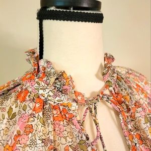H&M Floral Print, Ruffle Neck Blouse